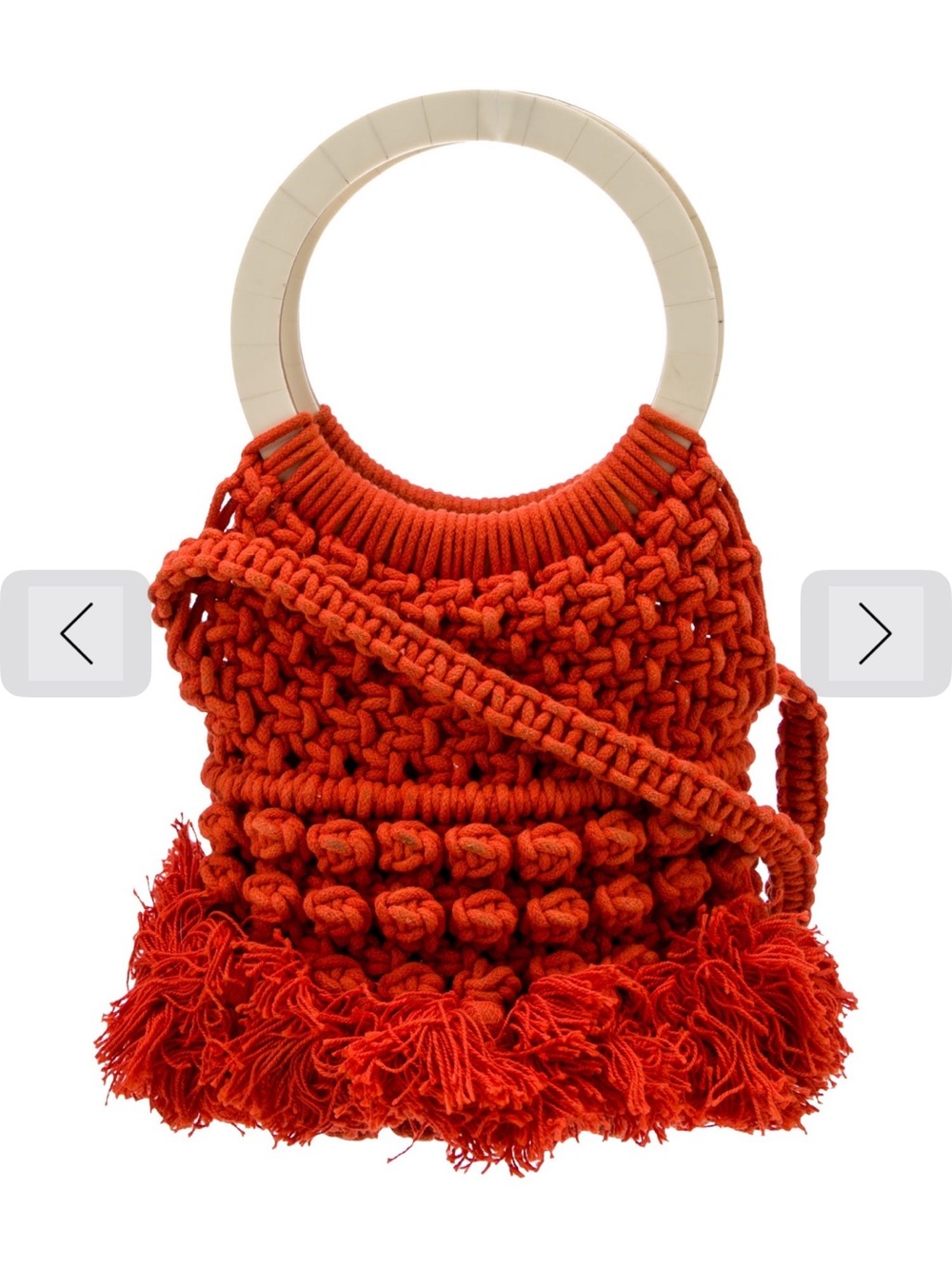 Cleobella Handcrafted Crochet Tote in Bright Orange with Ivory Handles